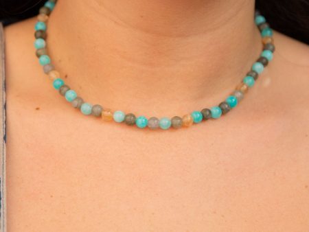 Aqua Labradorite Beaded Necklace Discount