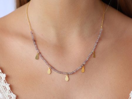 Strawberry Quartz Necklace with Gold Charms Online Sale