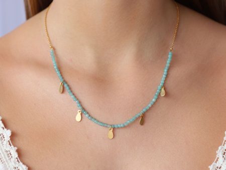 Amazonite Necklace with Gold Charms Online now