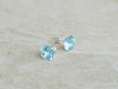 Blue Topaz Claw Set Studs Online Sale