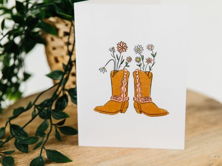 Cowgirl Boots Greeting Card For Sale