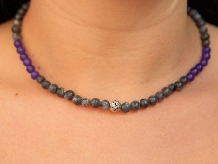 Amethyst and Moonstone Beaded Necklace Online Sale