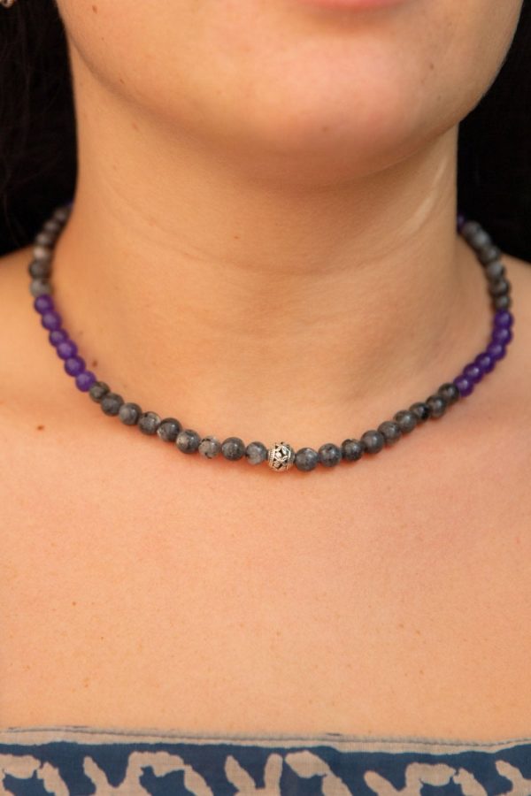 Amethyst and Moonstone Beaded Necklace Online Sale