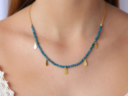 Apatite Necklace with Gold Charms Online now