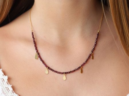 Rhodonite Necklace with Gold Charms For Sale