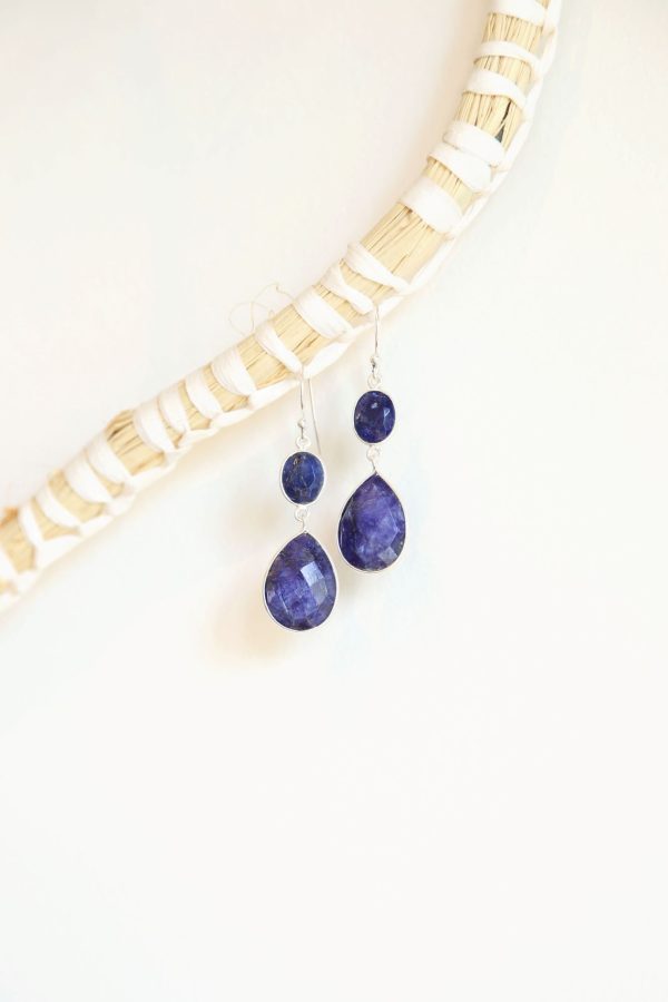 Blue Stone Statement Earrings Discount