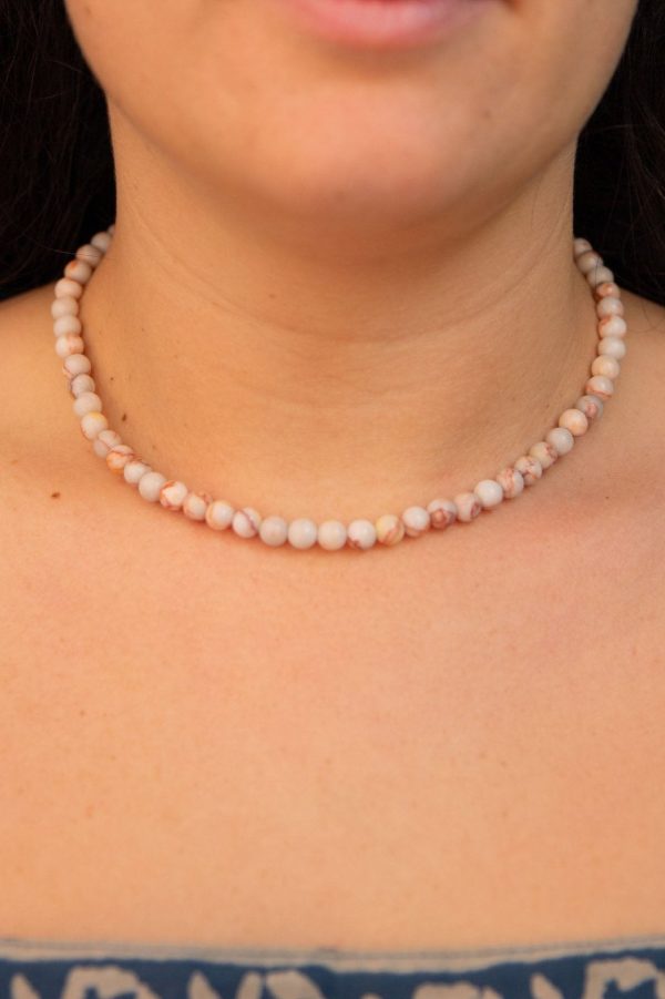 Pink Jasper Beaded Necklace Cheap