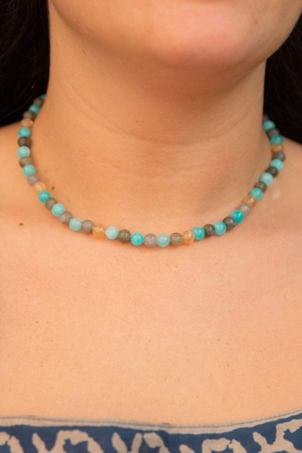 Aqua Labradorite Beaded Necklace Discount