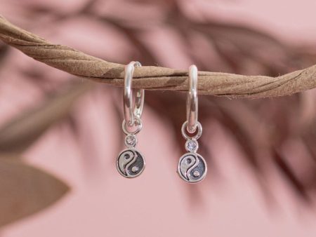 Yin Yang Charm Hoops For Cheap