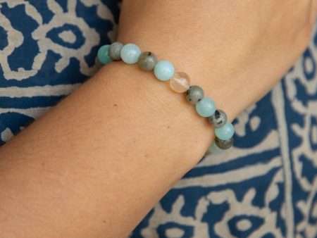 Aqua Agate Beaded Bracelet Online