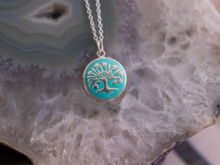 Blue Enamel Tree Necklace Discount