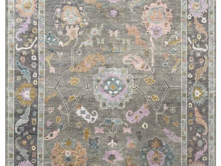 Artisan Blossom-2  Grey DK.Grey Traditional Knotted Rug Discount