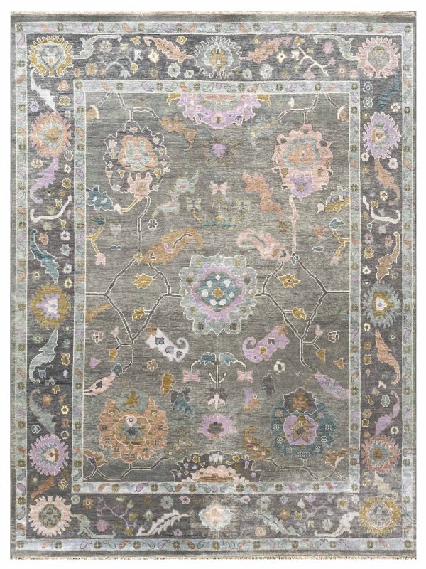 Artisan Blossom-2  Grey DK.Grey Traditional Knotted Rug Discount