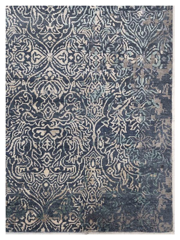 Artisan Bloom  Sky Blue  Transitional Knotted Rug Online