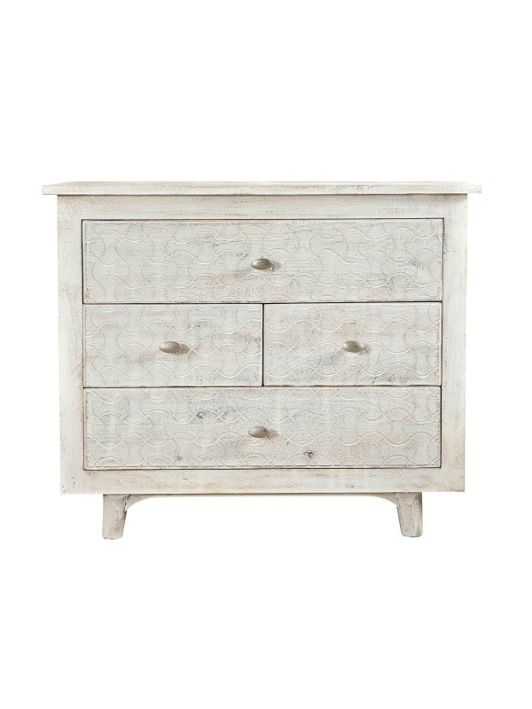 Eclectic Home Nightstand Kelsey White  4-Drawer Online Sale