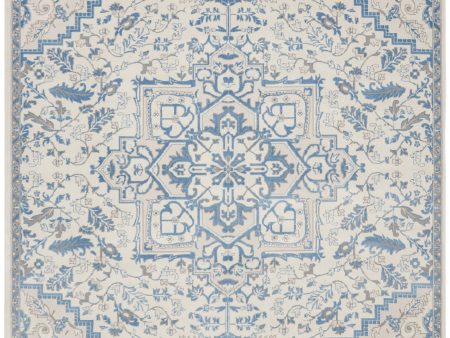 Nourison Home Elation ETN10 Ivory Blue Traditional Power-Loomed Rug Online Hot Sale