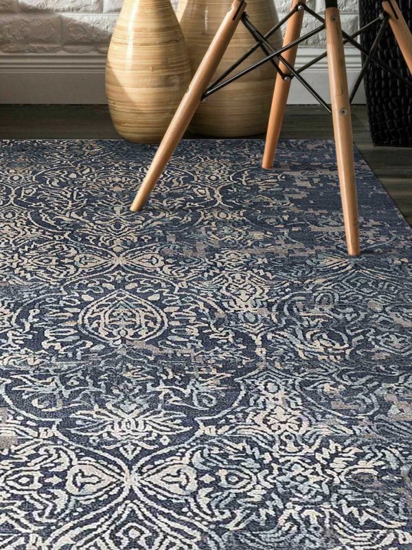 Artisan Bloom  Sky Blue  Transitional Knotted Rug Online