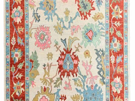 Artisan Blossom-2  Ivory Red Traditional Knotted Rug Online Sale