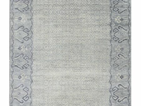 Artisan Bazaar  Cream Beige Traditional Knotted Rug For Sale