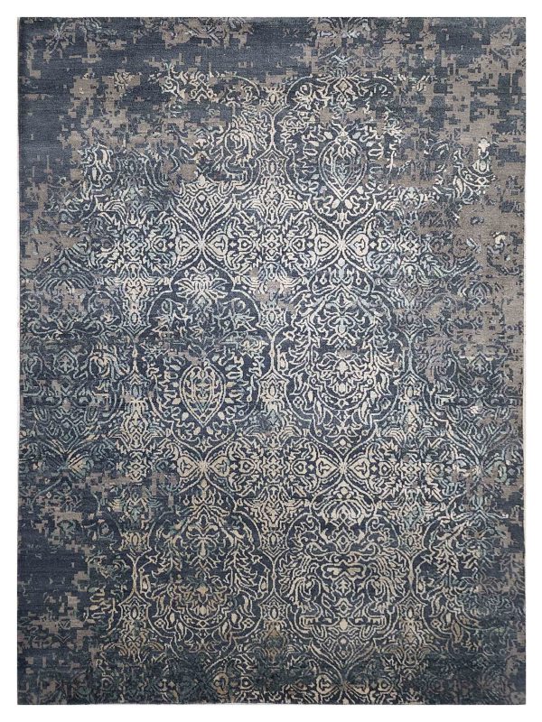 Artisan Bloom  Sky Blue  Transitional Knotted Rug Online