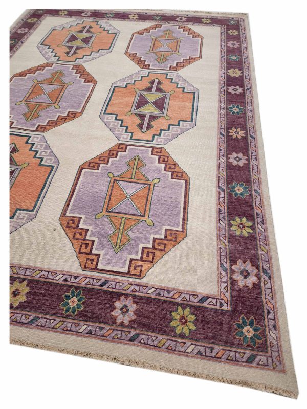 Artisan Blossom  Ivory Aubergine Traditional Knotted Rug Sale