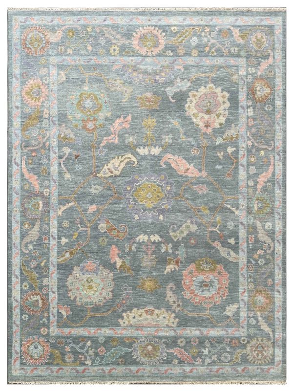 Artisan Blossom Blue Traditional Knotted Rug Hot on Sale