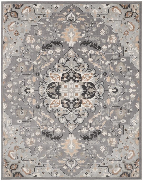 Nourison Home Elation ETN09 Grey Traditional Power-Loomed Rug Discount