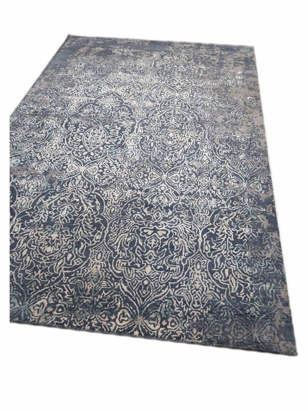 Artisan Bloom  Sky Blue  Transitional Knotted Rug Online