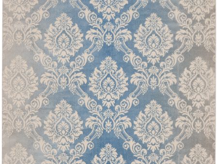 Nourison Home Elation ETN03 Ivory Blue Traditional Power-Loomed Rug Sale