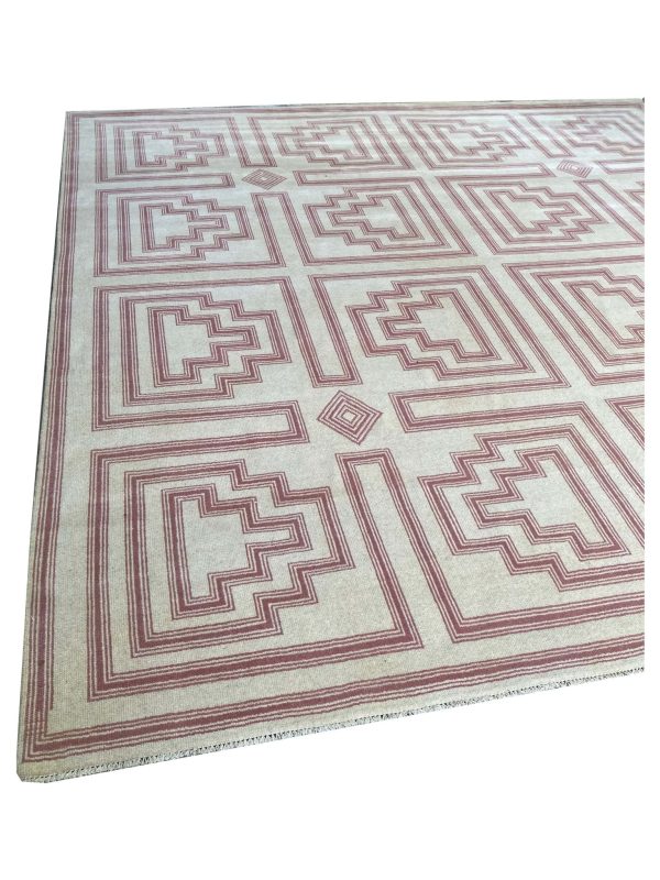 Artisan Blossom-2  Pink White Modern Knotted Rug For Sale