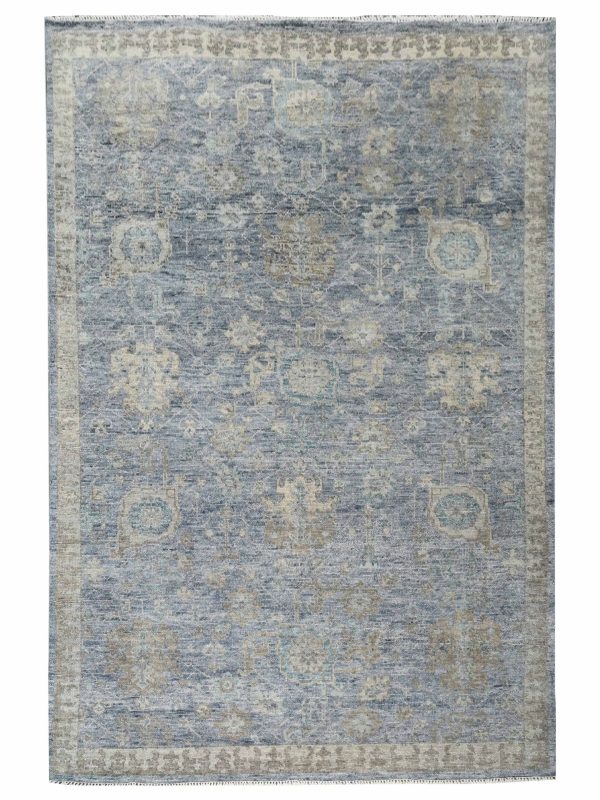 Artisan Bazaar  Lt.Blue Beige Traditional Knotted Rug For Cheap