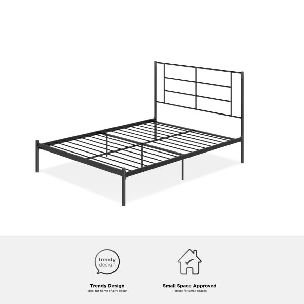 Praxis Metal Bed with a Geometric Headboard on Sale