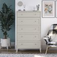 Monticello Tall 5 Drawer Dresser with Gold Accents For Discount