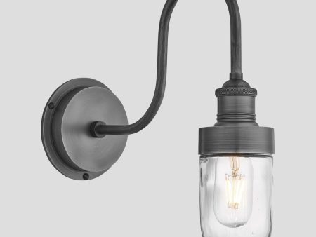 Swan Neck Outdoor & Bathroom Wall Light - Pewter - Tube Glass Supply