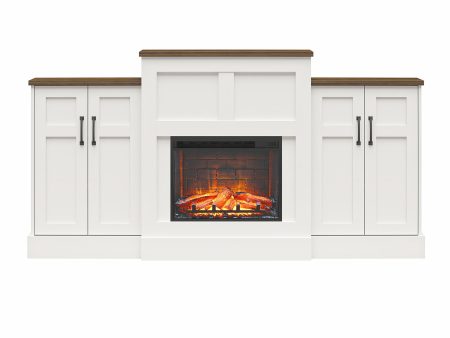 Hattie Mantel with Electric Fireplace and Built-In Side Storage Cabinets Online Sale