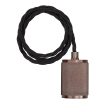 Knurled Edison Cord Set - Fabric Flex - Bronze - 2m - Without Ceiling Rose Supply