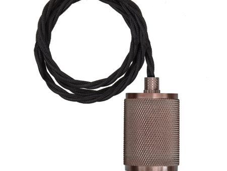 Knurled Edison Cord Set - Fabric Flex - Bronze - 2m - Without Ceiling Rose Supply