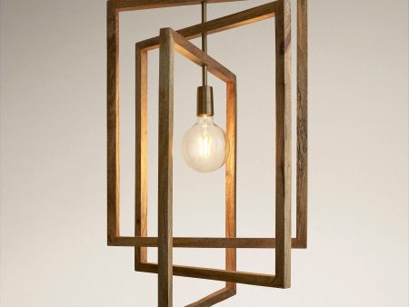 Wooden Geometric Ceiling Pendant Light - 20 inch - Rectangle - Natural Discount