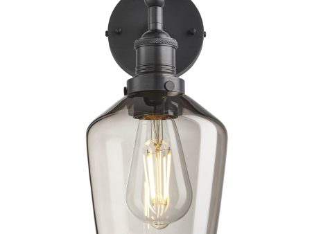 Brooklyn Smoked Glass Schoolhouse Wall Light - 5.5 Inch - Mocha Fashion