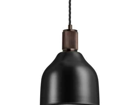 Ribbed Cone Pendant - 7 Inch - Black For Cheap