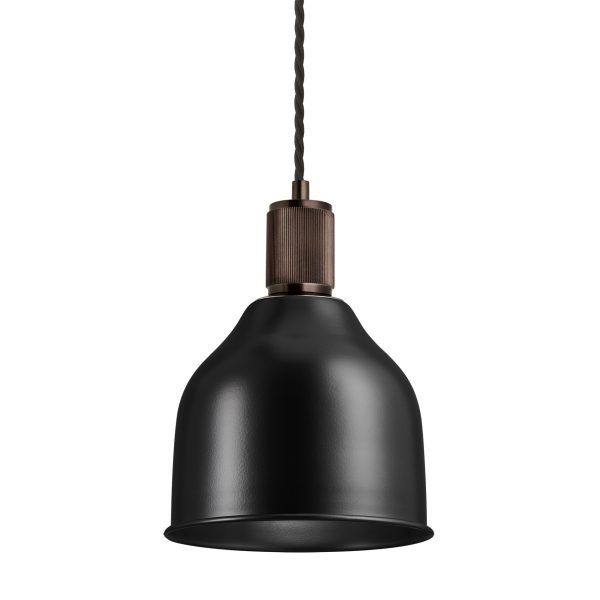 Ribbed Cone Pendant - 7 Inch - Black For Cheap