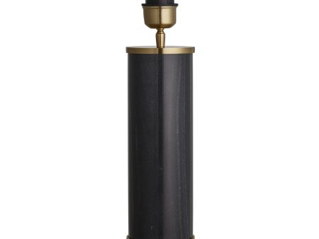 Marble Pillar Cylinder Table Lamp - Black with Brass - Base Only Hot on Sale