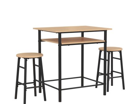 Jace Counter Height Kitchen 3 Piece Pub Set, Wood Finish and Metal Frame, Pub Table and 2 Bar Stools Cheap