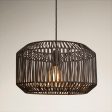 Boho Rattan Ceiling Pendant Light - 18 Inch - Drum - Black Online now