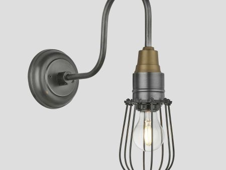 Swan Neck Wire Cage Wall Light - 4 Inch - Pewter Online Hot Sale