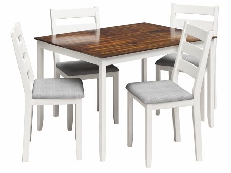 DHP Reila 5-Piece Wood Dining Room Table Set for 4, White Walnut For Discount