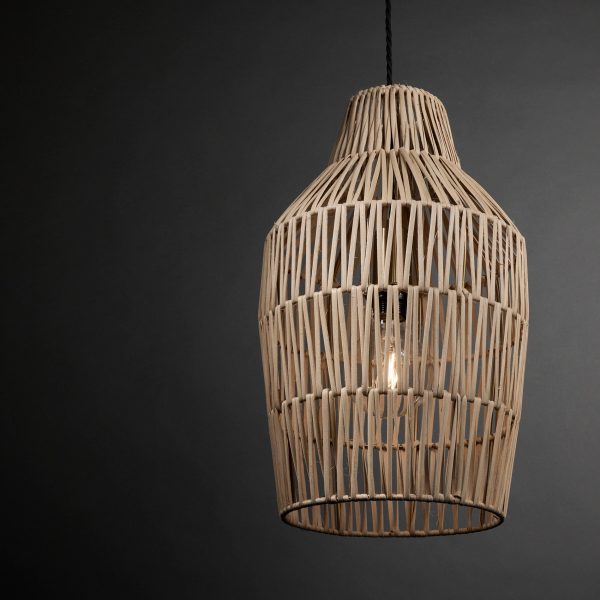 Boho Rattan Ceiling Pendant Light - 11 Inch - Vase - Natural Online now