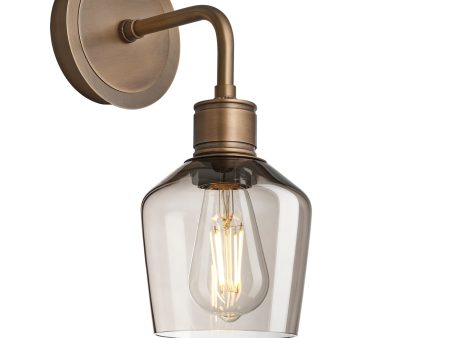 Albany Smoked Glass Schoolhouse Single Wall Light - 5.5 Inch - Mocha on Sale