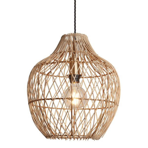 Coastal Rattan Ceiling Pendant Light - 14 inch - Pear - Natural Discount