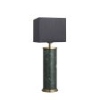 Marble Pillar Cylinder Table Lamp - Green & Brass Online now